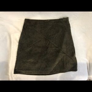 Green corduroy mini skirt